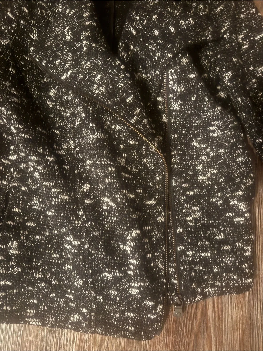 Banana Republic Black & White Tweed Zip-Front Blazer